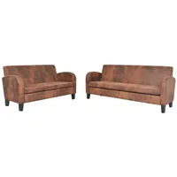 VidaXL Sofa-Set 2-Tlg Kunstleder in Wildleder-Optik Braun