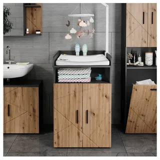 Vicco Wickelkommode Irma, Anthrazit/Artisan, 60 x 97 cm mit Wickelaufsatz