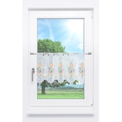Scheibengardine Plauener Spitze - Blumenstrauß " (Bx H) 256cm * 35cm" Orange/Multicolor