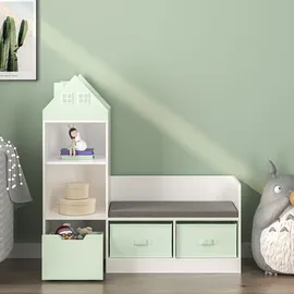 [en.casa] Sitzbank Vipsali Mintgrün/Weiß 100 x 99 x 30 cm