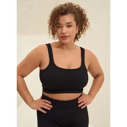 Damen Yoga Sport-BH Nahtlos Feuchtigkeitsableitend Schwarz SCHWARZ 2XS