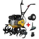 TEXAS Gartenfräse Motorhacke Bodenhacke Lilli 535TG Set Bodenfräse Benzin mit Antrieb mit Pflug und Rädersatz | 36-85 cm Arbeitsbreite | 4000 Watt | 5,5 PS | 33cm Tiefe | Vorwärts- und Rückwärtsgang