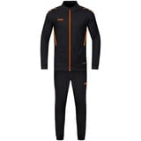 Jako Kinder Trainingsanzug Polyester Challenge Schwarz/Neonorange, 152