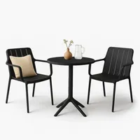 Vortivo Gartenset – 2 Schwarze Gartenstühle und 1 schwarzer