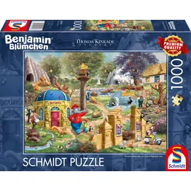 Schmidt Spiele Schmidt 58423 - Thomas Kinkade, Benjamin Blümchen, Ein Tag im Neustädter Zoo, Puzzle, 1000 Teile