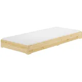 Erst-Holz Niederflurbett Gästebett 90x200 Kiefer lackiert Bodenbett Stapelbett mit wählbarem Zubehör V-60.69K-09 Rollrost und Matratze inkl.