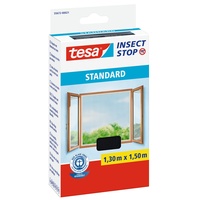 Tesa Insect Stop Standard für Fenster - Insektenschutz zuschneidbar - Mückenschutz ohne Bohren - 1 x Fliegen Netz anthrazit - 130 cm x 150 cm