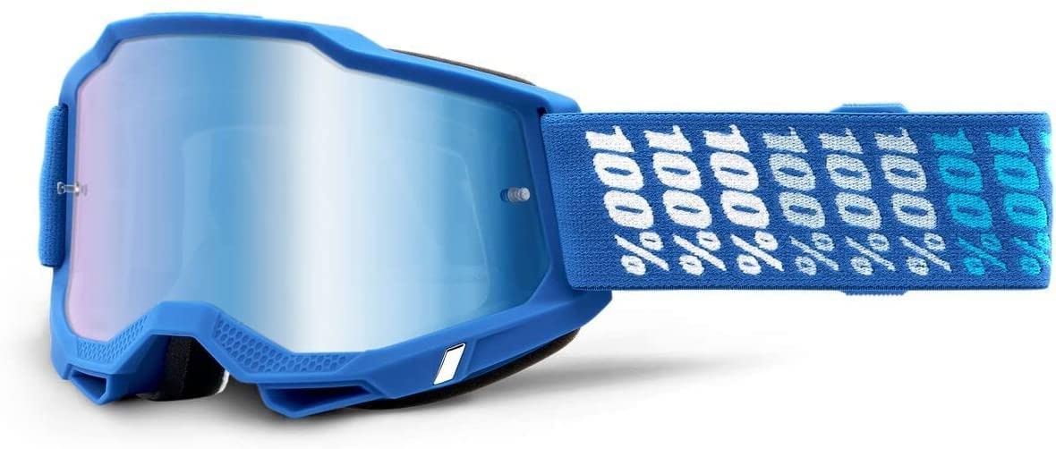100% Motocross Brille Accuri 2 Verspiegelt, Yarger - Blau Weiß, 50221-25