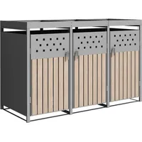 Estexo Mülltonnenbox 3 Türen 100 x 100 cm weiß