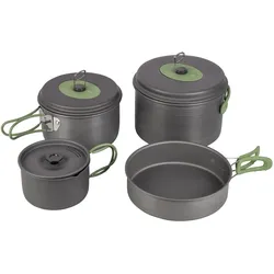 BO-CAMP Alu Kochset 4teilig Camping Koch Geschirr Topf Antihaft Pfanne Stapelbar
