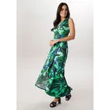 Aniston SELECTED Jerseykleid Maxi Gemustert Blau/Grün 42