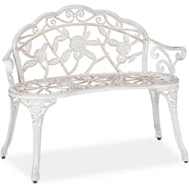 Relaxdays Rosenbank 98 x 78 x 0 cm Weiß-Bronze