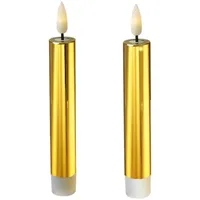 MARELIDA LED Stabkerzen Tafelkerzen Spitzkerzen H: 17cm gold glänzend