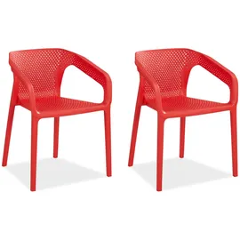 Homestyle4u Gartenstuhl 55 x 54 x 75 cm rot 2 St.