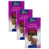 Tirma Zero Vollmilchschokoriegel ohne Zuckerzusätze 125g | Glutenfrei | Vegetarisch| Gesunde Alternative | Spanische Schokolade| Geeignet für Diabetiker (Packung mit 3)