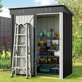 BEALIFE Metall Gartenhaus | Wetterfester Geräteschuppen 160x95x180 cm für Gartenwerkzeug & Outdoor-Zubehör | Farbe: grau/grün/braun | CC21 - Grau/Grün/Braun