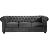 vente-unique Sofa, Anthrazit, Textil, Uni, 3-Sitzer, 205x72x88 cm, Wohnzimmer, Sofas & Couches, Sofas, Chesterfield Sofas