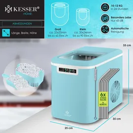 Kesser KESSER® Eiswürfelmaschine Edelstahl Ice Maker 12 in 7min | 2 Eiswürfel-Größen LED-Display Selbstreinigungsfunktion mit Zubehör