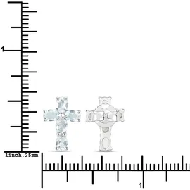 vira jewels Ohrstecker Vira Jewels Silber 925 rhodiniert mit Aquamarin-Steinen weiß 1,5