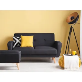 Beliani Schlafsofa Polyester 2-Sitzer Schwarz