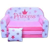 nana shop Kindersofa Ausklappbar, Kindercouch mit Bettfunktion, Spielsofa mit Schlaffunktion, Kindercouch 2in1, Mini Sofa für Kinderzimmer, Schlafsofa für Kinder (Rosa Prinzessin)