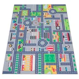 Paco Home »Bino 576«, rechteckig, 4 mm Höhe, Kurzflor, Straßen-Spiel-Teppich, Kinderzimmer grau