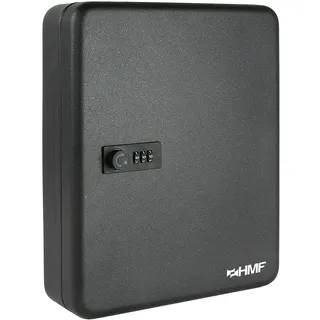 HMF 14500-02 Schlüsselkasten mit Zahlencode, 45 Haken, 30 x 24 x 7,5 cm, Schwarz