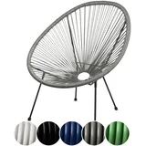 sunnypillow Acapulco Gartenstuhl - gemütlicher Loungesessel für Wohnzimmer, Terrasse, Garten, Balkon Sessel Stuhl - Korbsessel Gartensessel im Retro Design - Outdoor/Indoor - Grau