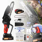 Akku-Mini-Kettensäge 6 Zoll,Schnurlose Mini-Kettensäge mit 1500mAh-Akku,Handkettensäge Elektro-Holzsäge Kappsäge Kleine Kettensäge Schnurlos zum Schneiden von Holz, Baumbeschneidung