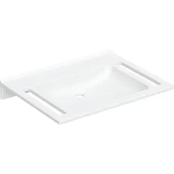 Publica Waschtisch eckiges Design, mit Ausschnitten, barrierefrei: B=70cm, T=55cm, Hahnloch=ohne, Überlauf=ohne, weiß-alpin
