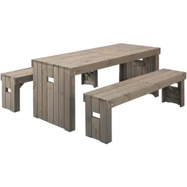 Promadino Rotterdam Holz-Garnitur 3-tlg. grau
