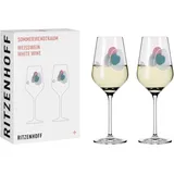 Ritzenhoff & Breker RITZENHOFF Weißweinglas 300 ml - Serie Sommerwendtraum Set Nr. 1, 2 Stück mit Aquarellkreisen - Made in Germany
