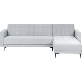 Beliani 4-Sitzer Ecksofa Links Hellgrau Samt Gesteppt L-förmig mit Schlaffunktion Schwarzen Metallbeinen Modern Glamourös Modulsofa Schlafsofa