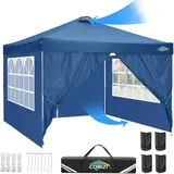 COBIZI Pavillon 3x3, UV-Schutz 50+ Faltpavillon 3x3 Wasserdicht Stabil Winterfest mit 4 Seitenteilen und 4 Sandsäcke,Pop up Pavillion Klappbar 3x3m Pavillon für Camping,Strand,Familientreffen ((Blau)