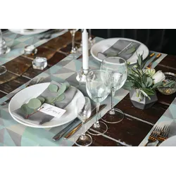 Platzset ADAM "Tischset Bio Bel" Gr. 1, blau (dunkelgrau,türkis), Baumwolle, Obermaterial: 100% Baumwolle, Platzsets, Made in Germany, für 4 Personen