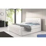 luxusbetten24 Baidani Boxspringbett Sognare, Stauraum weiß