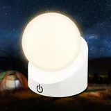 Briloner - Mini LED Tischlampe kabellos IP54 dimmbar in Stufen, Akku & Lichtquelle tauschbar, Nachttischlampe, Kugel, LED Lampe, Akku Tischleuchte, Outdoor Lampe, 10x8x9 cm, Weiß