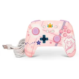 PowerA Enhanced Wireless Controller Princess Peach Plaid Rosa Nintendo Switch