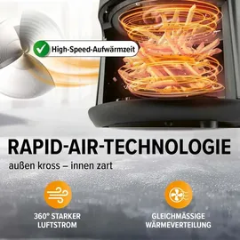 GOURMETmaxx Heißluftfritteuse mit 2,3 Öl | 1000 Watt | inkl. Timer, & 8 Funktionen | Schwarz