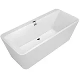 Villeroy & Boch Squaro Edge 12 Rechteck-Badewanne Duo Q180SQE9W2BCV01 weiß, mit Ab-/Überlauf, verchromt, 180x80cm, freistehend