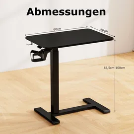 Costway Pflegetisch mit Rollen, Betttisch Krankentisch, Schwarz