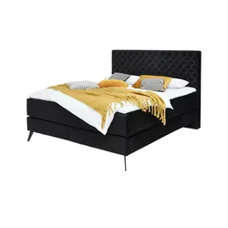 Boxspringbett  Cumberland ¦ schwarz ¦ Maße (cm): B: 162 H: 130 T: 211