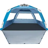WhiteFang Deluxe XL Pop Up Beach Tent Sun Shade Shelter for 3-4 Person, UV Protection, Extendable Floor with 3 Ventilating Windows Plus Carrying Bag, Stakes, and Guy Lines