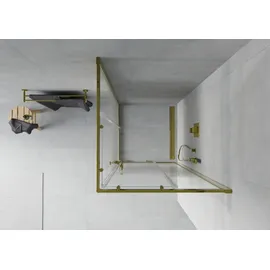 Mexen Rio quadratische Duschkabine 80 x 80 cm, Gestreift, Gold - 860-080-080-50-20