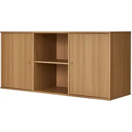 Hammel Furniture Sideboard HAMMEL FURNITURE "Mistral, Hochwertig Schrank, hängend/stehend, mit 2 gerillten Türen", braun (eiche, lack, öl), B:133cm H:61cm T:42cm, Spanplatte, Massivholz, Sideboards, und 3 verstellbare Einlegeböden, B: 132 cm, anpassungsbar Designmöbel