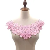 Bestickte Blumen Blüte Spitze Kragen Applikation,Stickerei Spitzenbesatz Häkelspitze Patch Spitzemotiv Applique Patches Einsatzkragen für Nähen Handwerk Kostüm Hochzeitskleid Brautkleid Deko,Rosa A