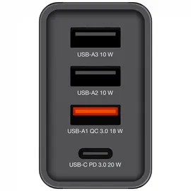 Verbatim USB Wall Charger 30W 1xUSB-C PD 3xUSB-A schwarz