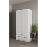 Priess Kleiderschrank PRIESS "Schrank Garderobe Wäscheschrank Barcelona in 5 Breiten", weiß, B:94cm H:193cm T:54cm, Holzwerkstoff, Schränke, Kleiderschrank, viel Stauraum, geräumige Schubkästen, mit Spiegel, MADE IN GERMANY