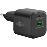 goobay - USB-Ladegerät, 20 W, 1x USB-C, 1x USB-A, schwarz