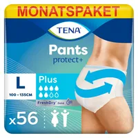 Tena Pants Plus - Einweghosen für Frauen und Männer - Atmungsaktive Unisex Inkontinenzslips - Bei Blasenschwäche und Harninkontinenz - Weiß, Größe: L (56 Stück)